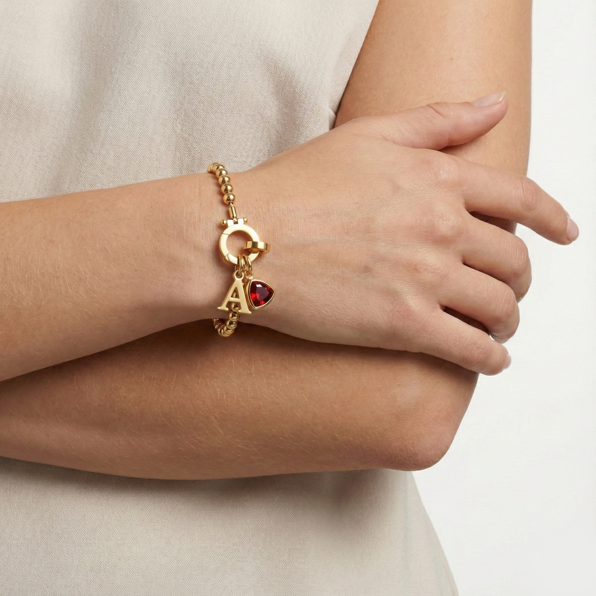 AX Initial Birthstone Bracelet