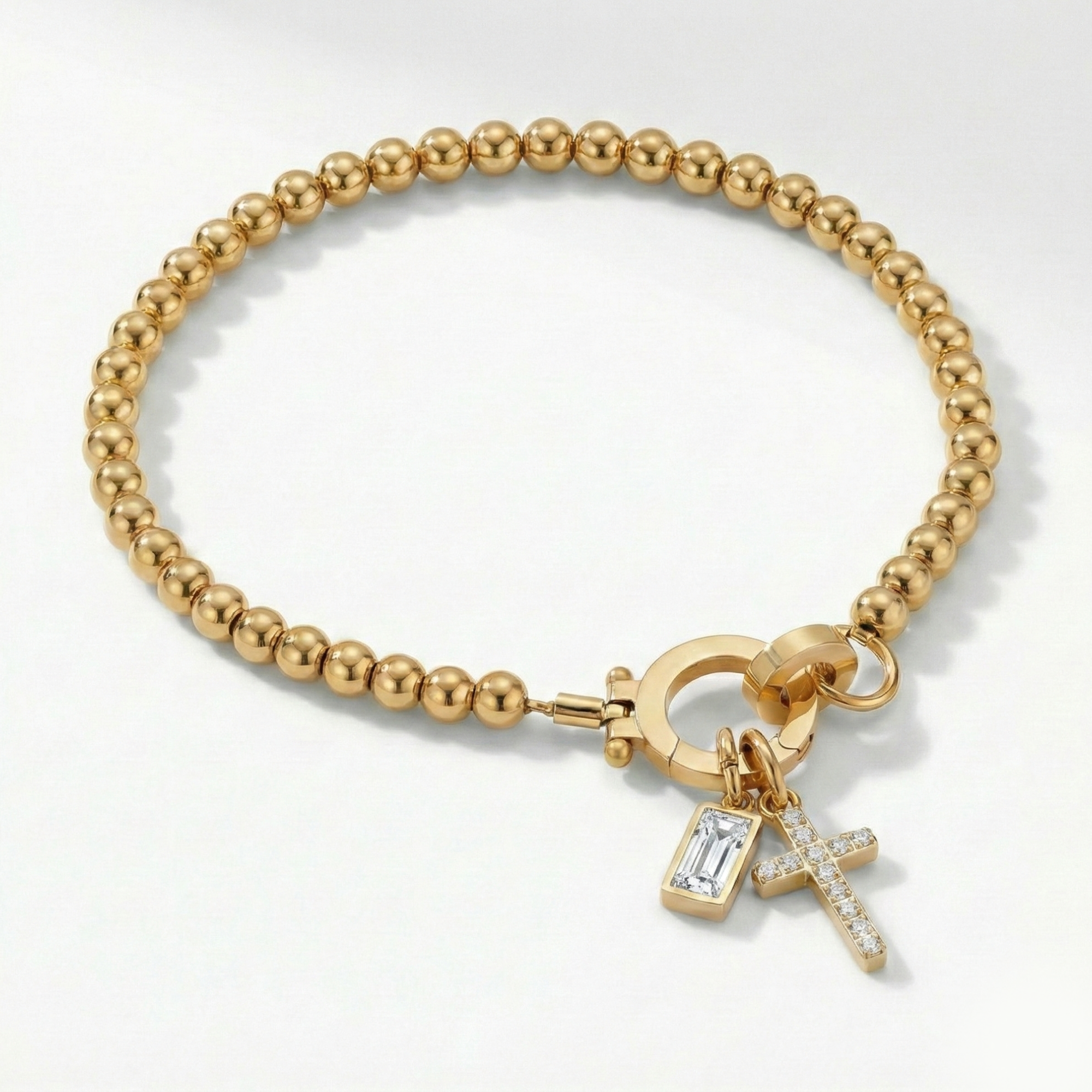 AX Beaded Birthstone Cross Charm Bracelet