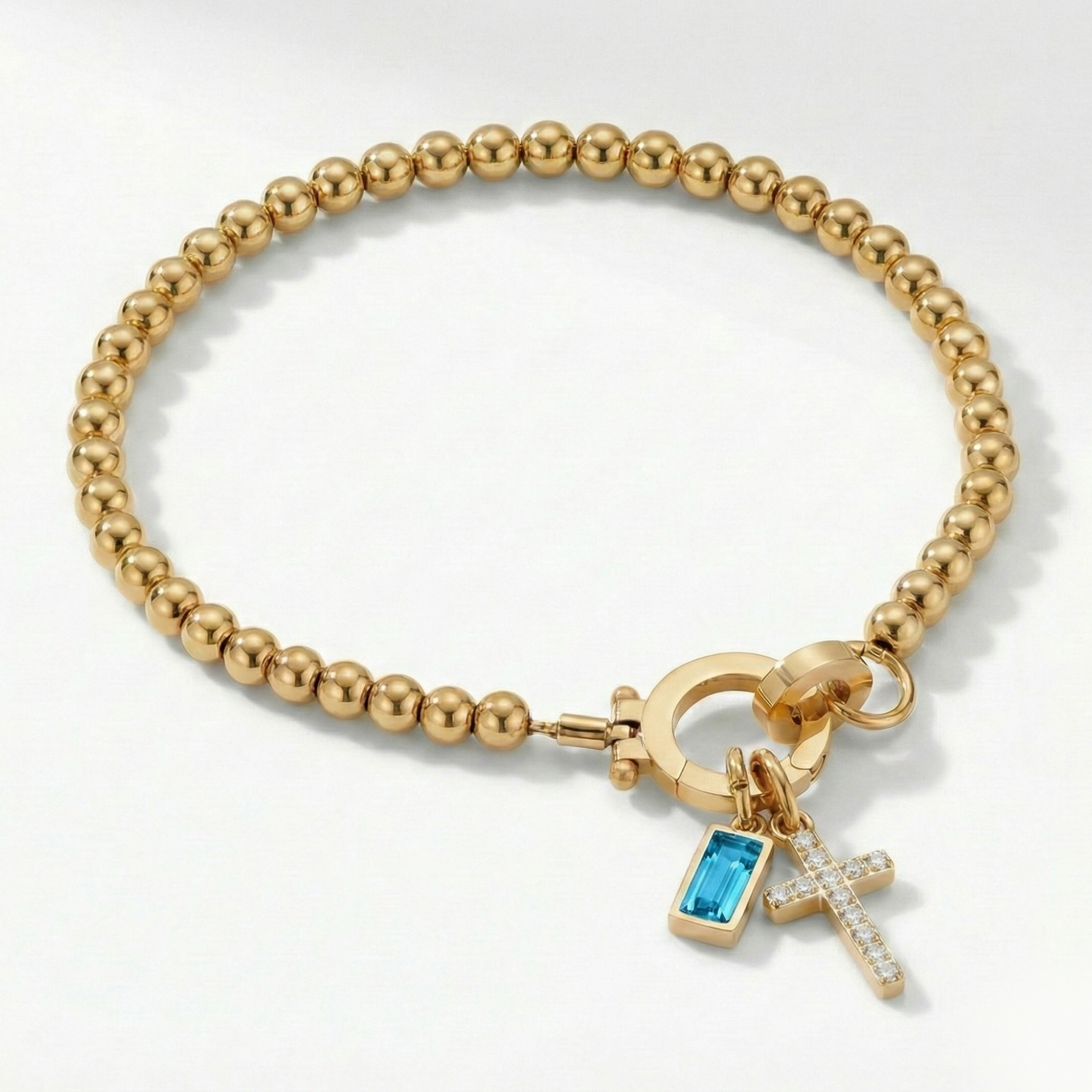 AX Beaded Birthstone Cross Charm Bracelet