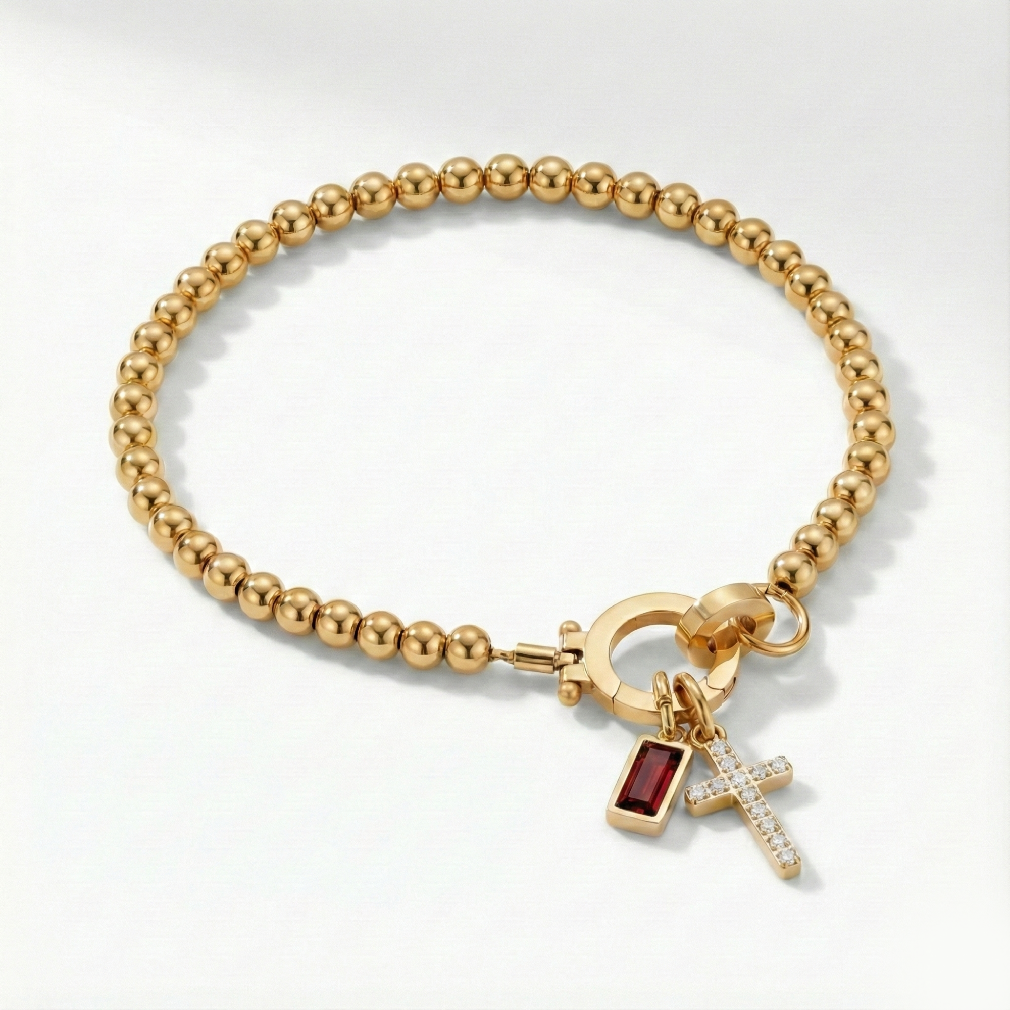 AX Beaded Birthstone Cross Charm Bracelet