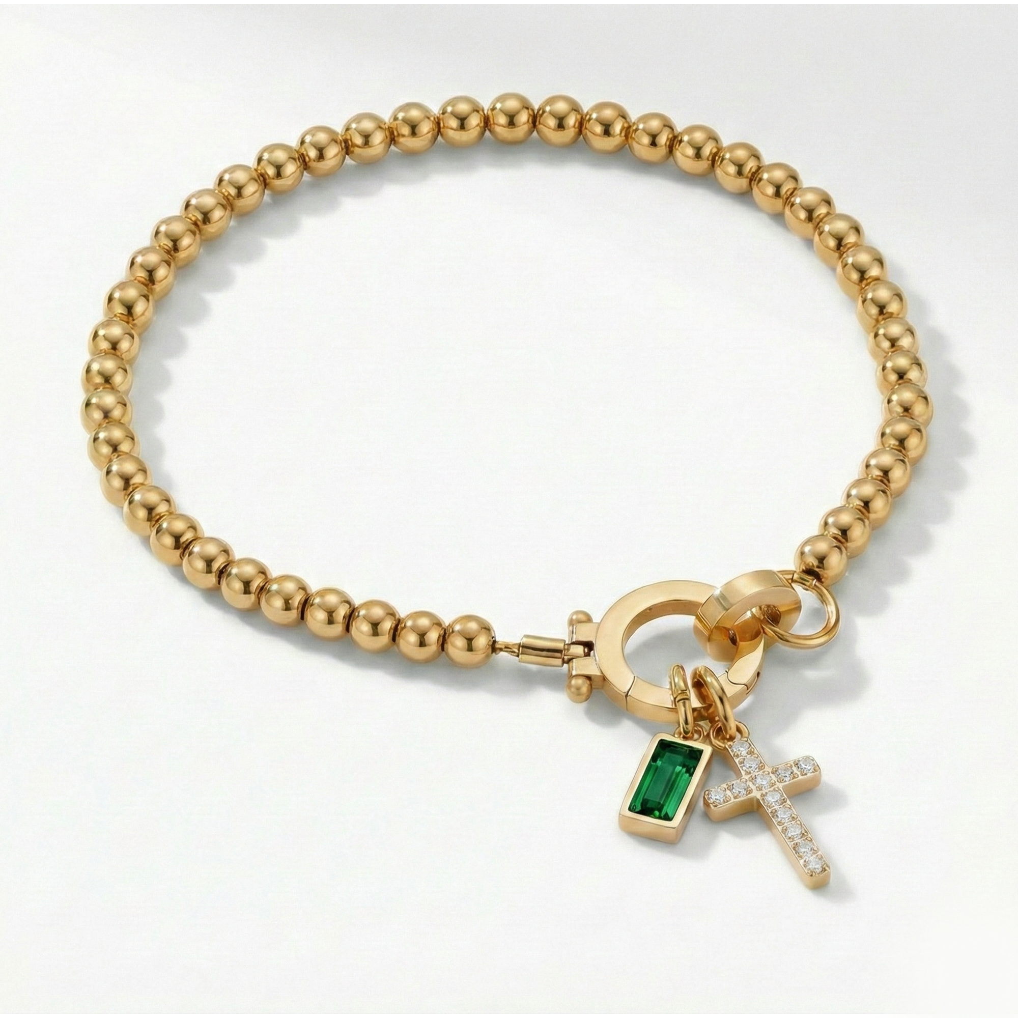 AX Beaded Birthstone Cross Charm Bracelet