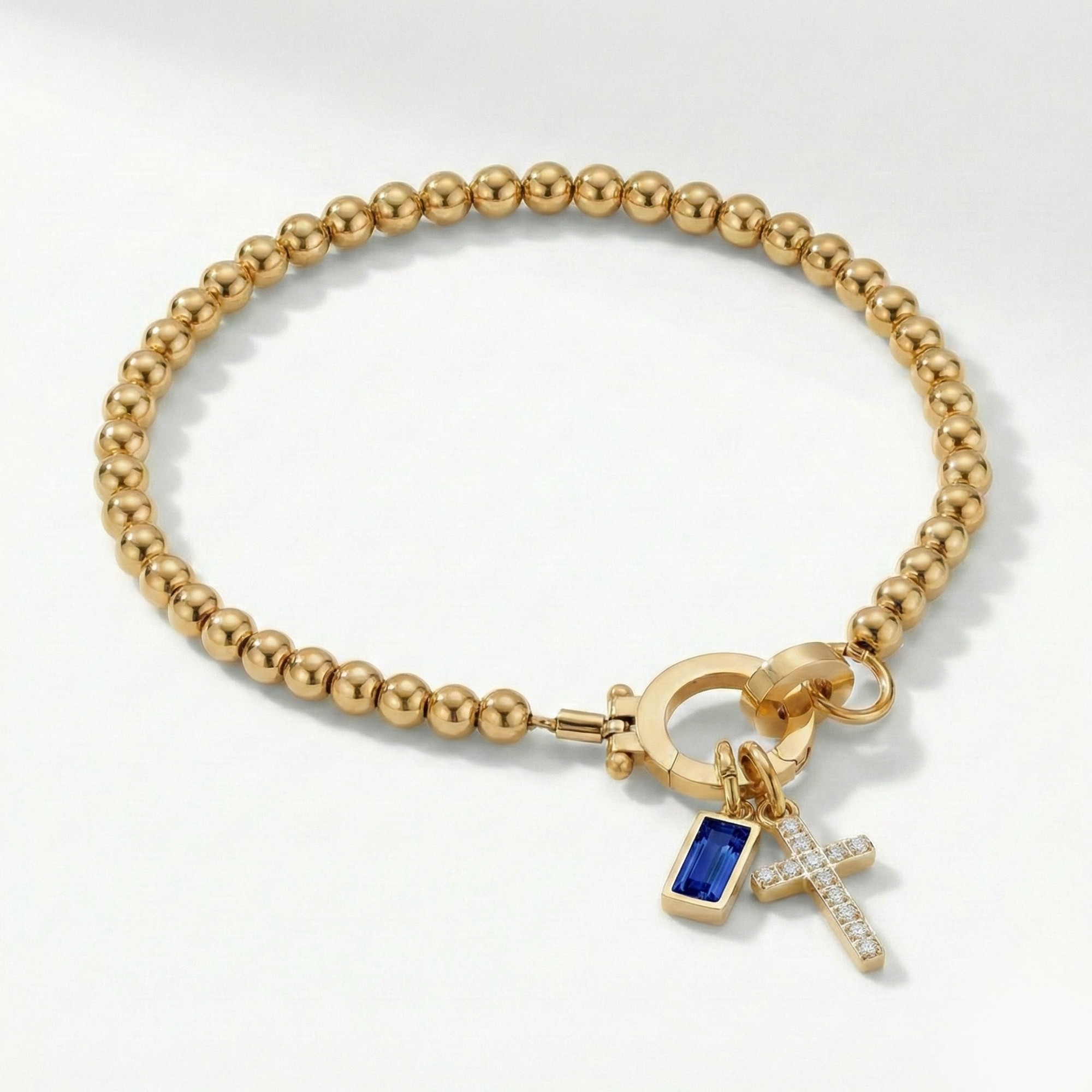 AX Beaded Birthstone Cross Charm Bracelet