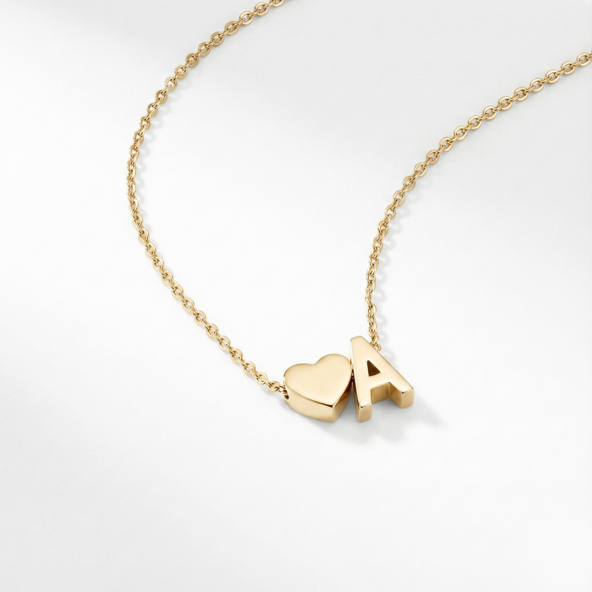AX Heart Initial Necklace