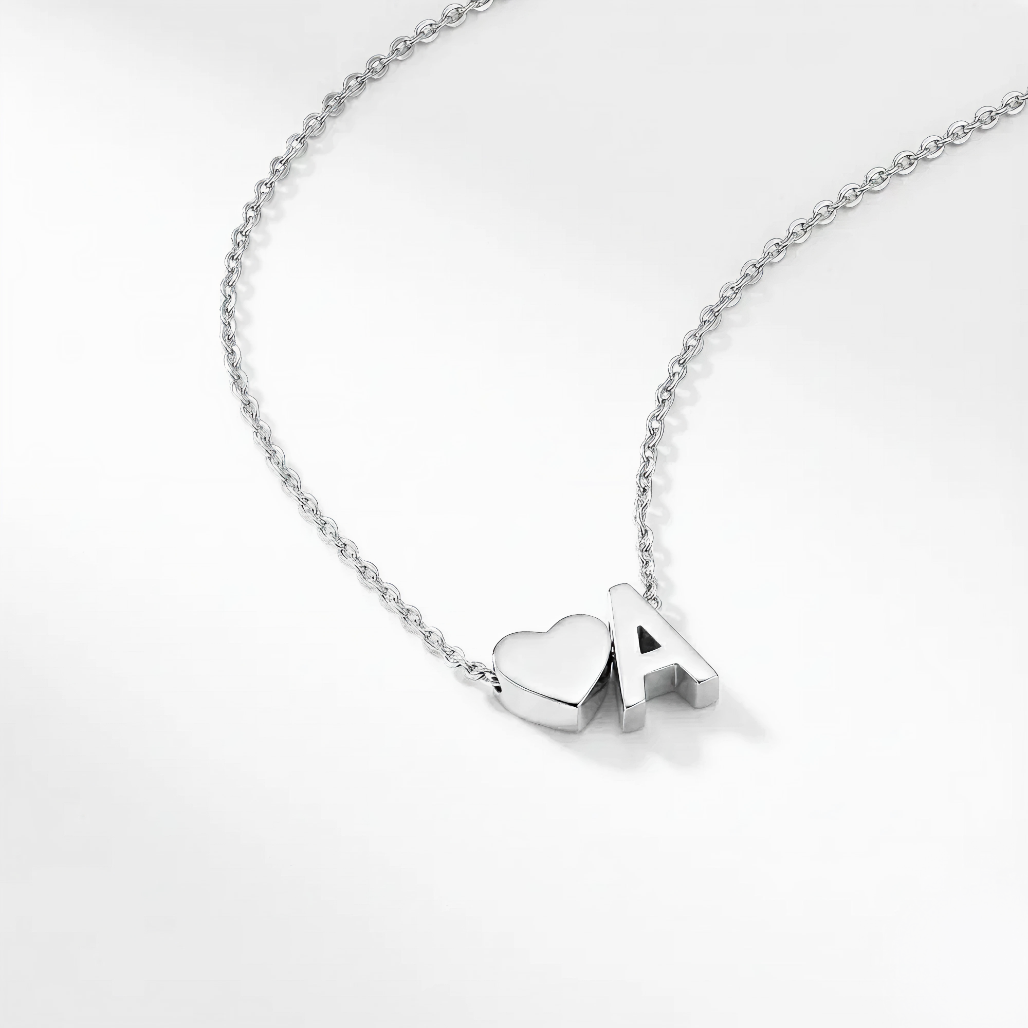 AX Heart Initial Necklace