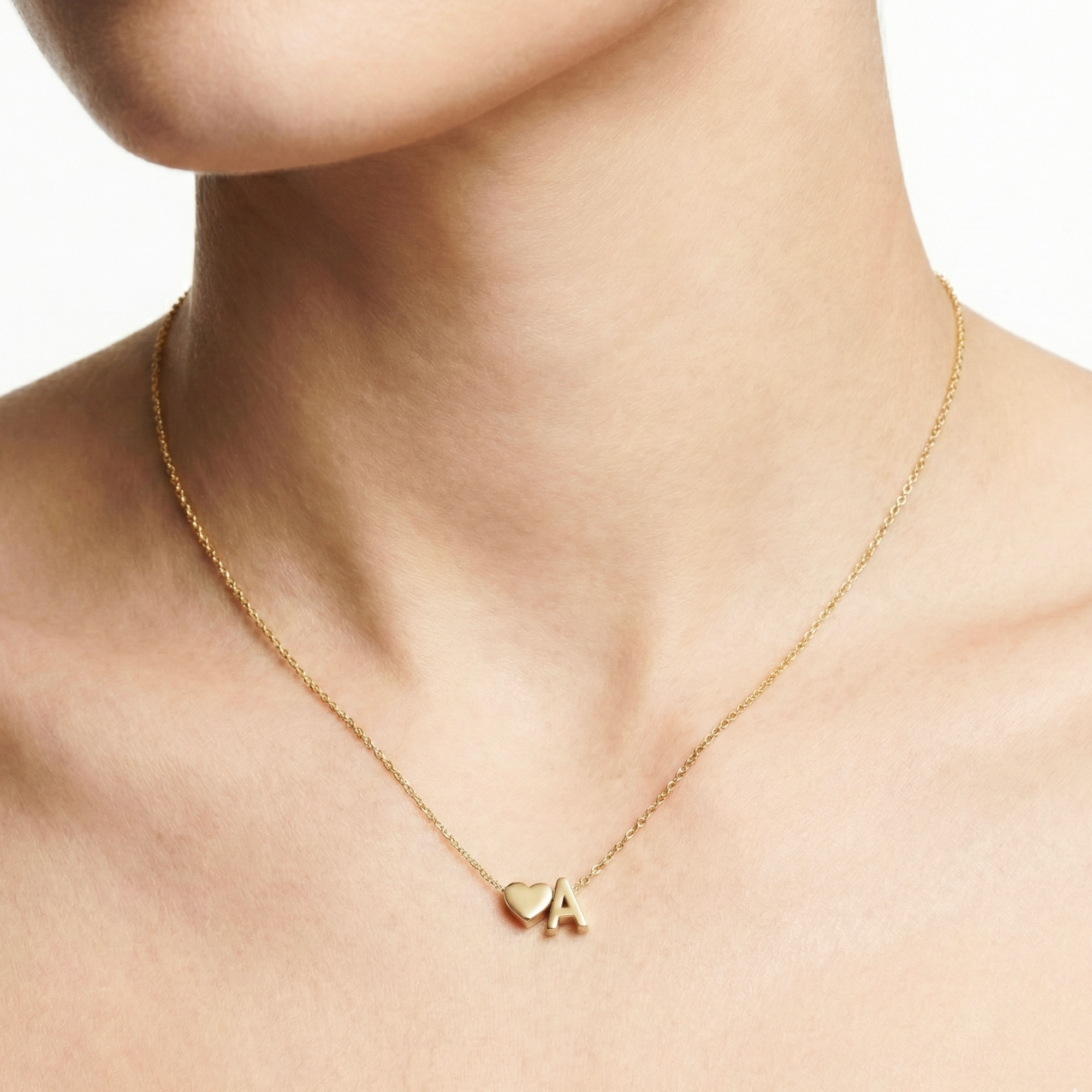 AX Heart Initial Necklace