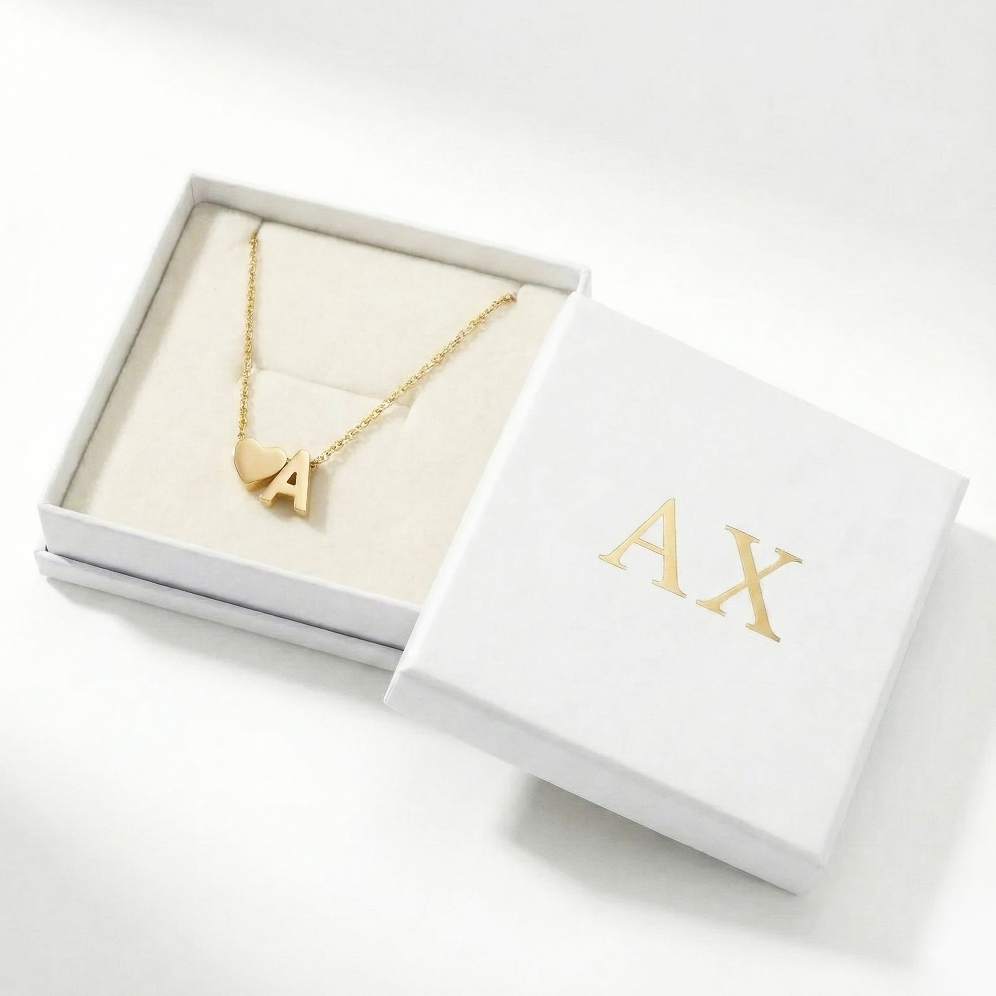 AX Heart Initial Necklace