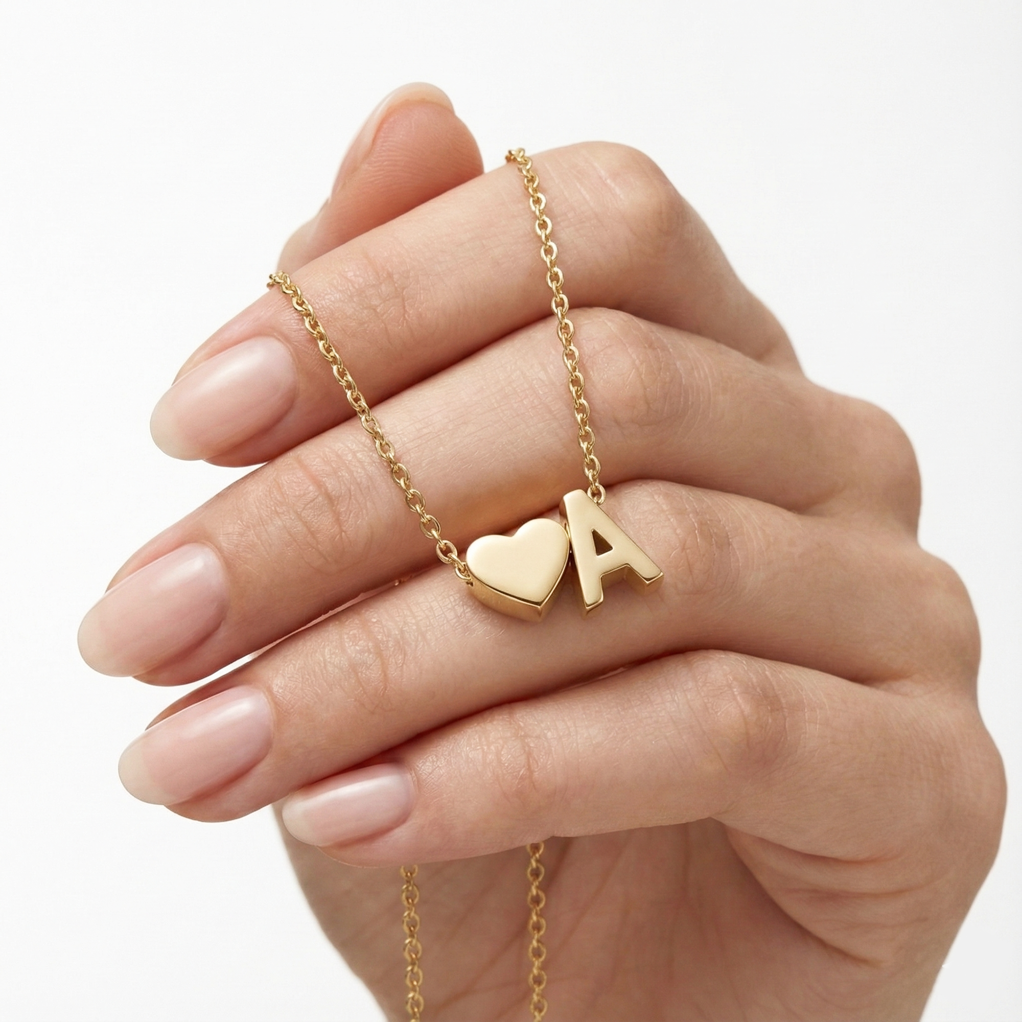 AX Heart Initial Necklace