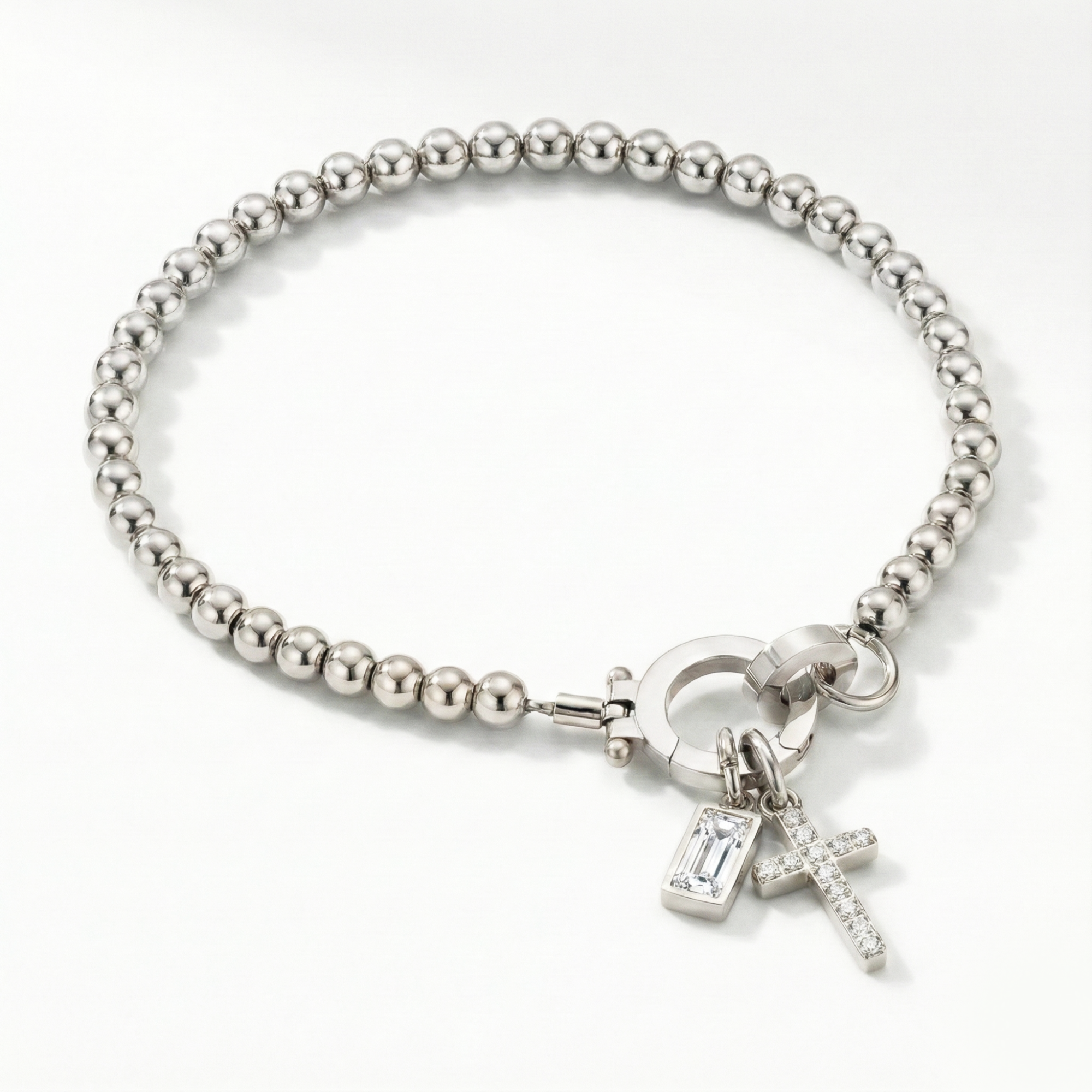 AX Beaded Birthstone Cross Charm Bracelet