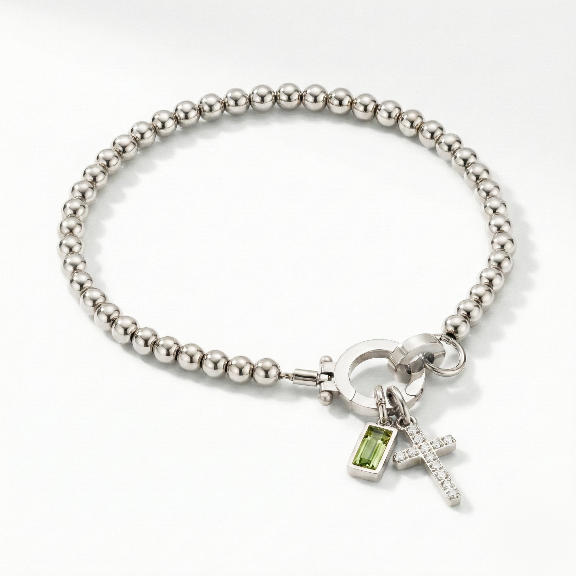 AX Beaded Birthstone Cross Charm Bracelet